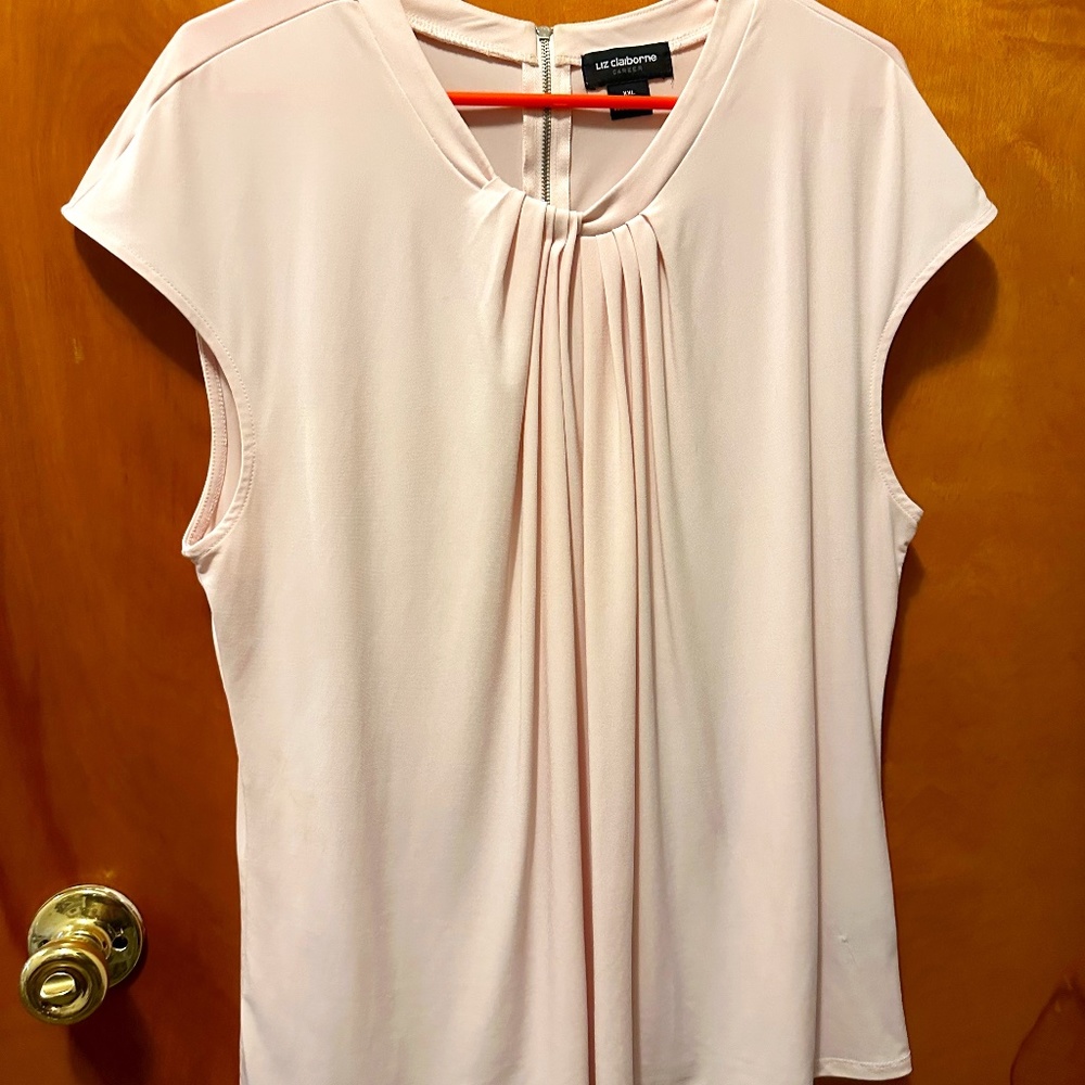 Women's Liz Caliborne Blush Pink Blouse with zip upper back size XXL